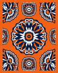 Bold Orange Navy Geometric Medallion Rug
