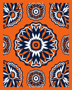 Bold Orange Navy Geometric Medallion Rug