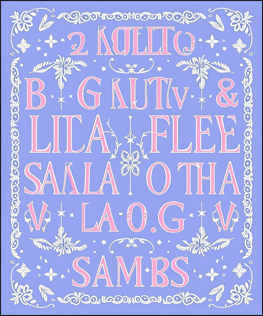 Periwinkle Pink Ornate Lettering Rug