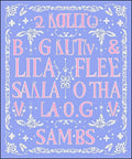 Periwinkle Pink Ornate Lettering Rug