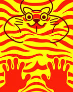 Bold Red Yellow Tiger Character Rug