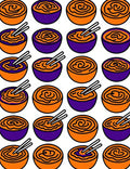 Orange Purple Swirl Noodle Bowls Rug