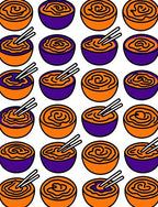 Orange Purple Swirl Noodle Bowls Rug
