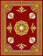 Crimson Gold Floral Medallion Rug
