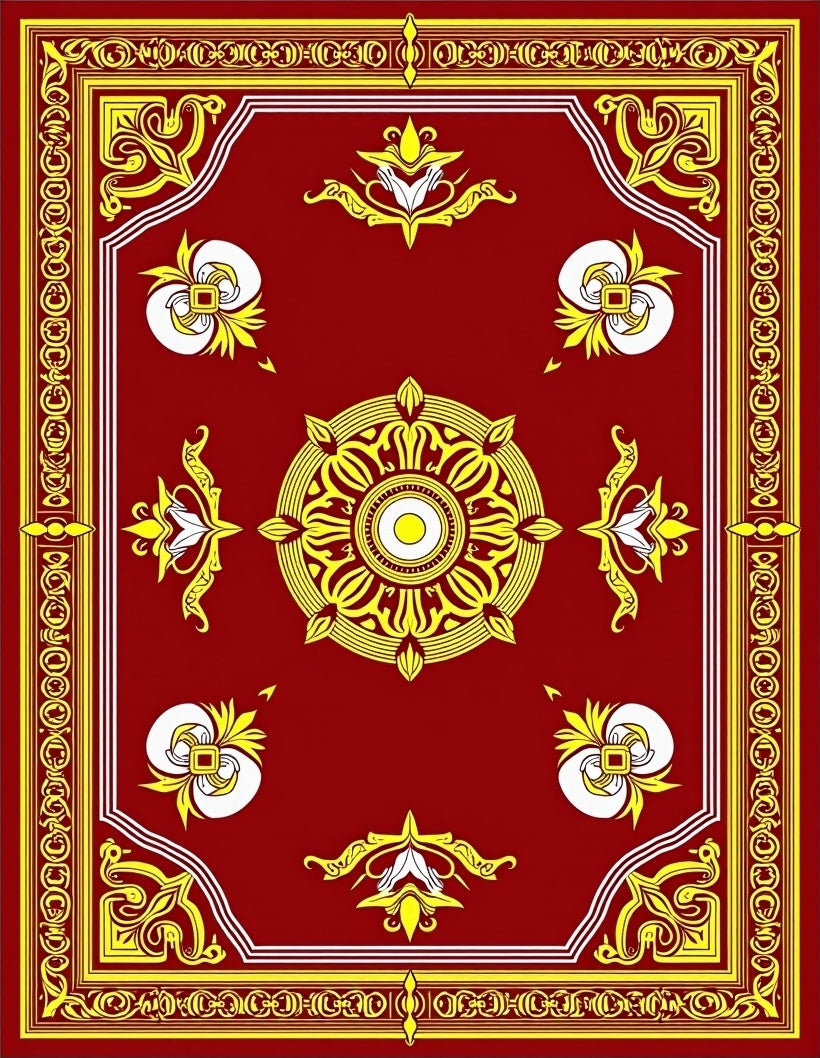 Crimson Gold Floral Medallion Rug