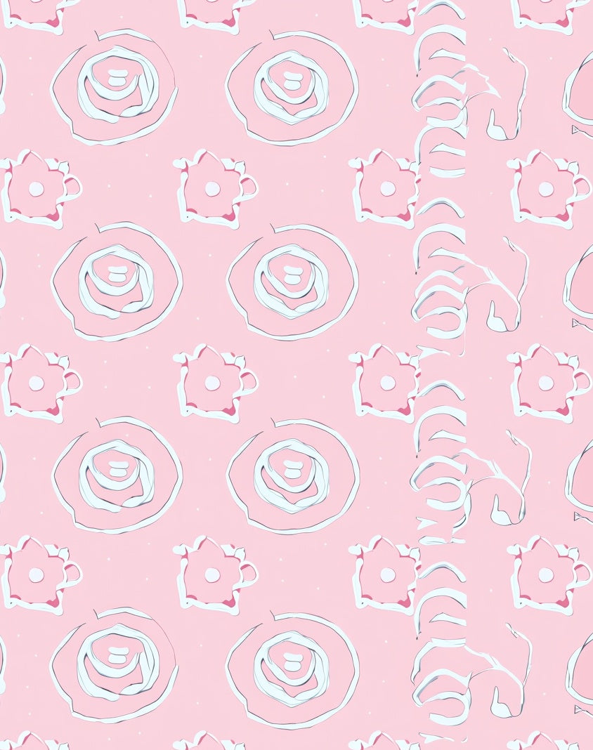 Soft Pink Abstract Floral Swirls Rug