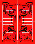 Bold Red Abstract Symmetrical Lines Rug