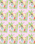 Whimsical Pink Cartoon Characters Foliage Rug