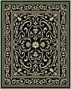 Black Gold Floral Arabesque Ornament Rug