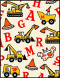 Yellow Construction Vehicles Red Alphabet Rug