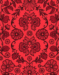 Rich Red Floral Vine Arrangement Rug