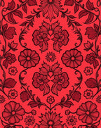 Rich Red Floral Vine Arrangement Rug