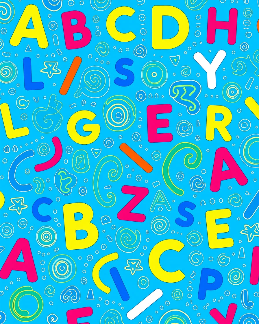 Bright Alphabet Collage Blue Rug