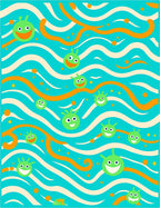Whimsical Green Blob Wave Rug
