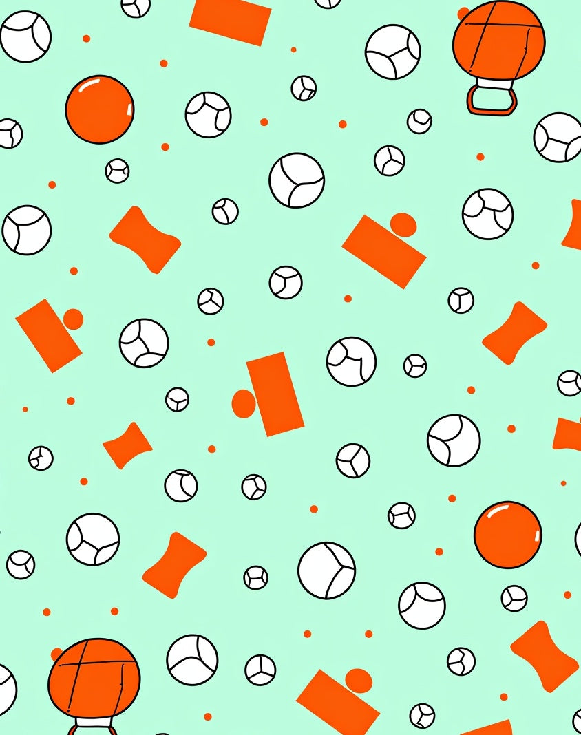 Bright Orange And Mint Cartoon Shapes Rug