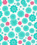 Aqua Coral Retro Daisy Sprinkle Rug