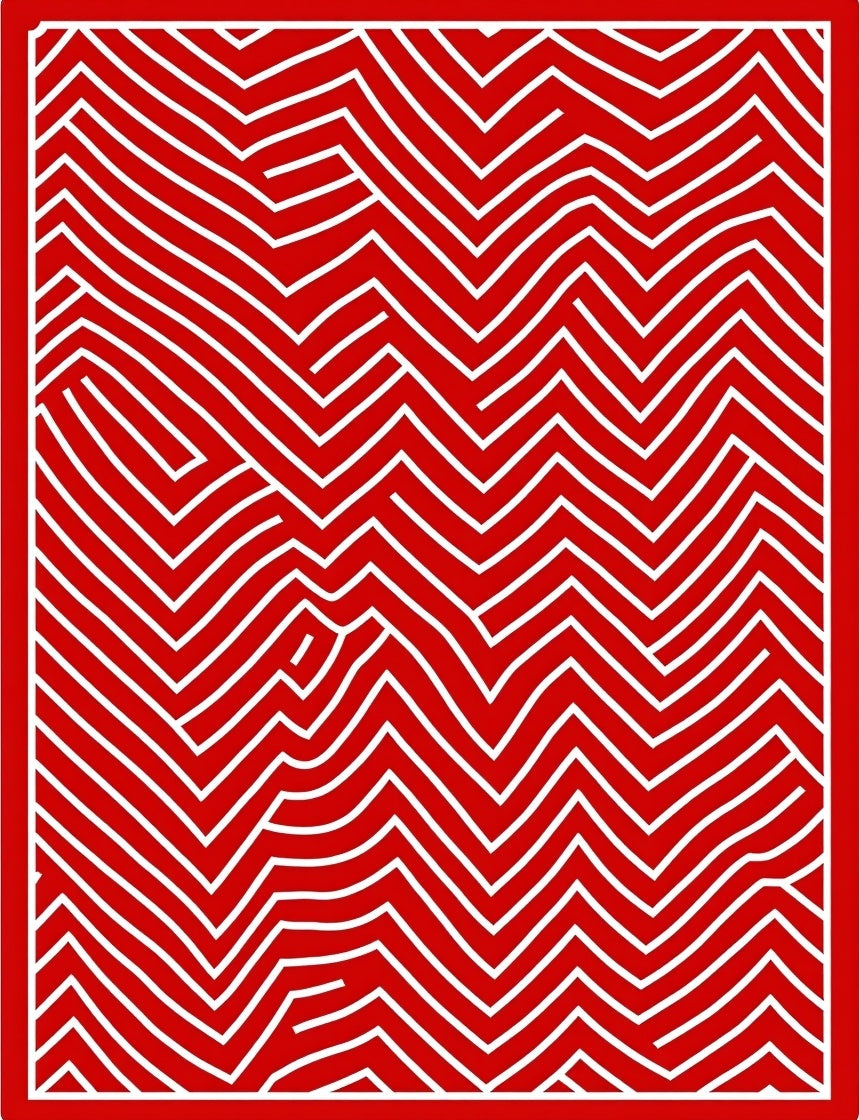 Crimson Abstract Zigzag Lines Rug