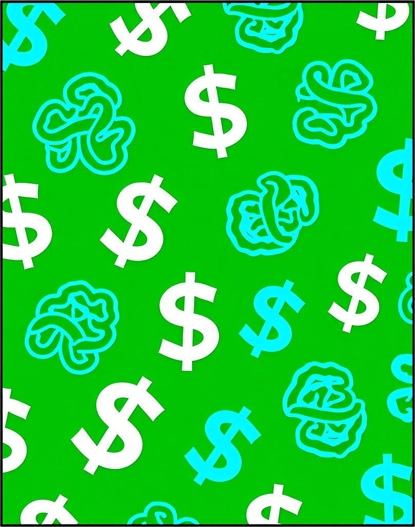 Bright Green Dollar Brain All-Over Rug