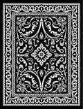 Black White Intricate Floral Scroll Rug