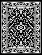Black White Intricate Floral Scroll Rug