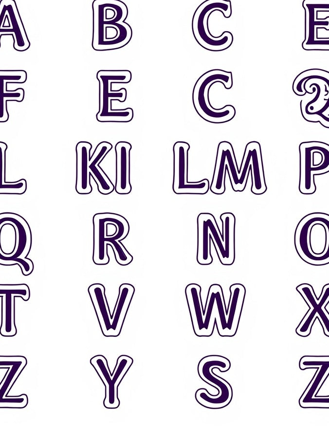 Purple White Alphabet Grid Rug