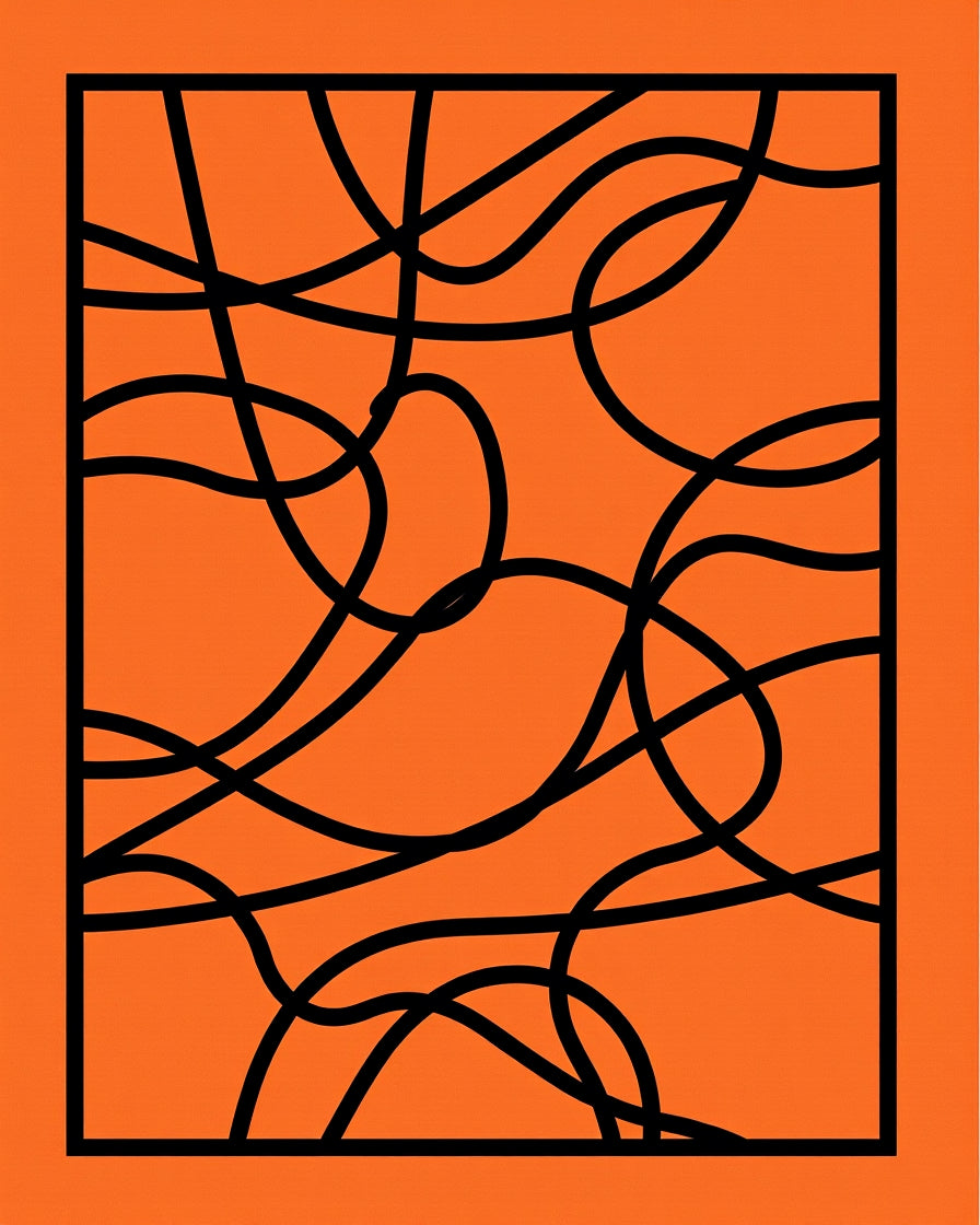 Bold Orange Abstract Swirl Rug