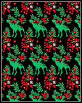 Green Reindeer Red Berry Christmas Rug