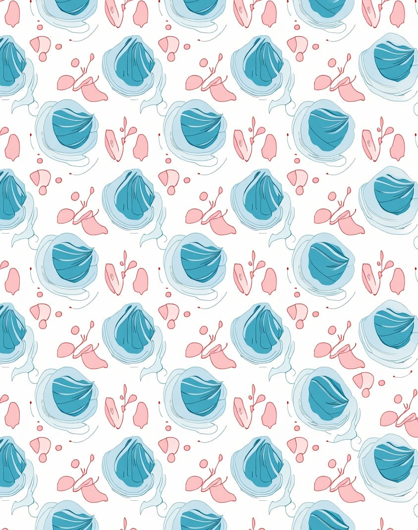 Aqua Pink Abstract Seashell Swirl Rug