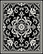 Black and Cream Oriental Medallion Rug
