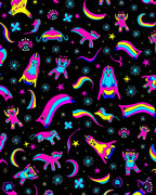 Surreal Neon Creatures and Cosmic Elements Rug
