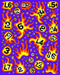 Bold Yellow Flames Number Collage Rug