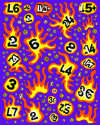 Bold Yellow Flames Number Collage Rug
