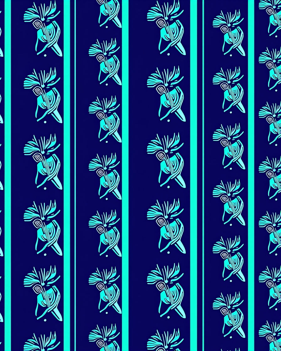 Teal Abstract Floral Stripe Rug