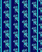 Teal Abstract Floral Stripe Rug