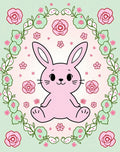 Pink Bunny Floral Swirl Arrangement Rug