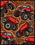 Red Monster Trucks Action Splash Rug