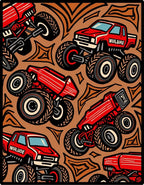 Red Monster Trucks Action Splash Rug