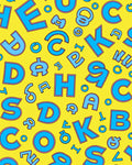 Retro Blue Alphabet Scatter Rug