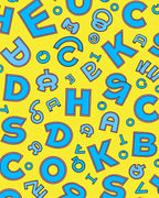 Retro Blue Alphabet Scatter Rug