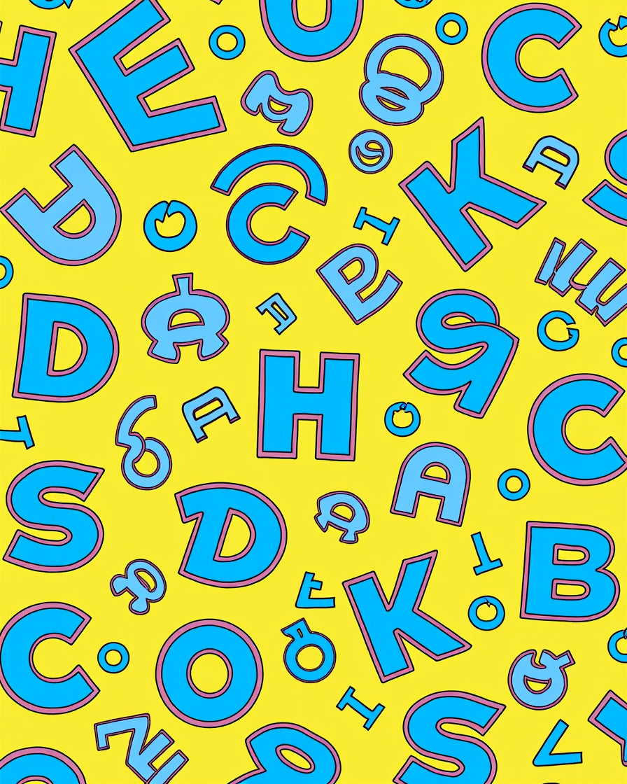 Retro Blue Alphabet Scatter Rug