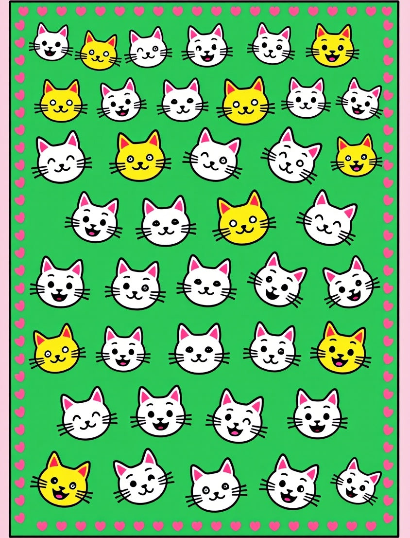 Cute Yellow and White Cat Faces Rug