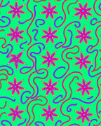 Vibrant Pink Starburst Swirls Rug