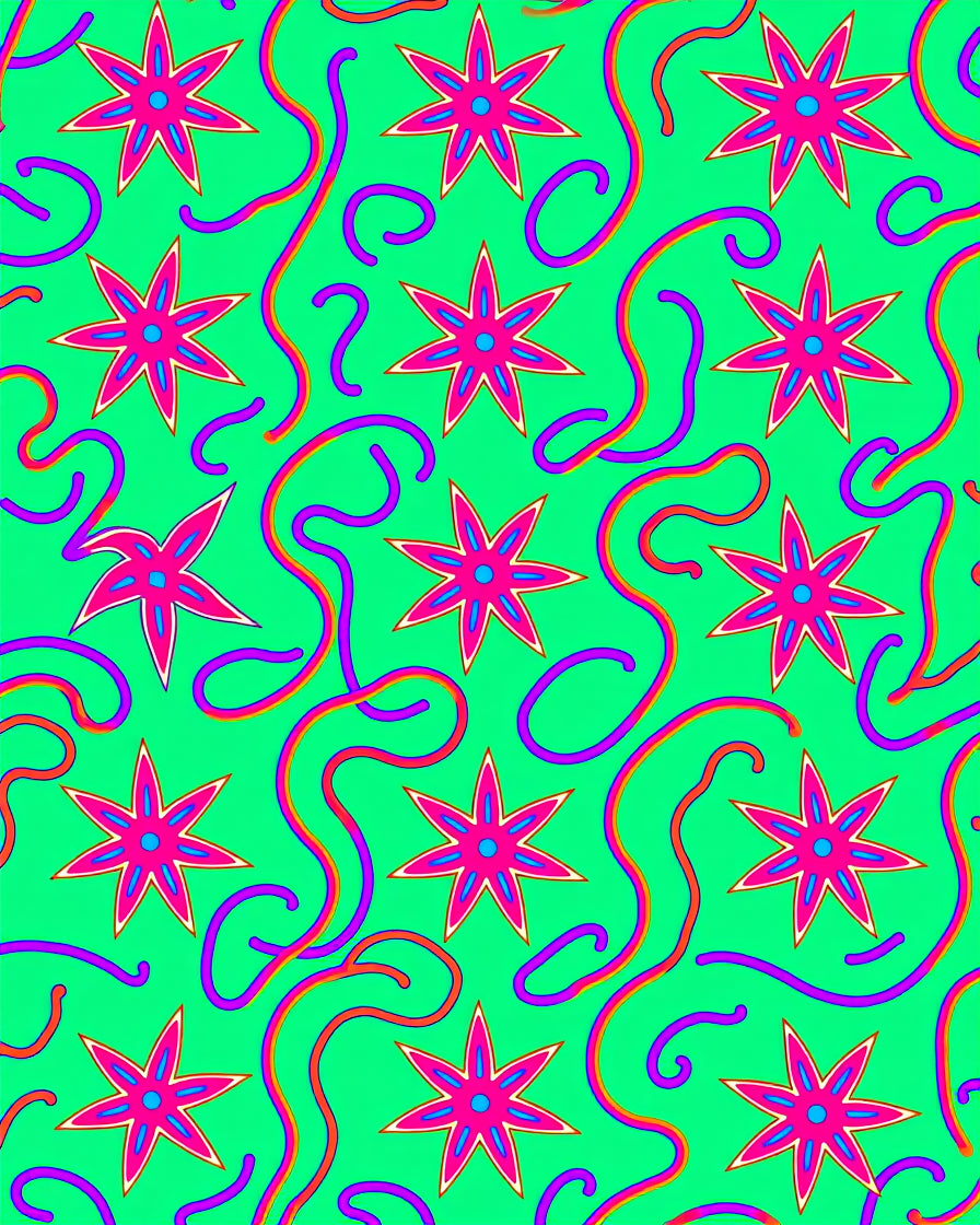 Vibrant Pink Starburst Swirls Rug