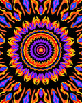 Vibrant Circular Abstract Flame Rug