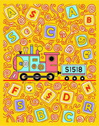 Whimsical Train Alphabet Fun Rug