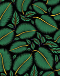 Emerald Green Tropical Leafy Swirl Rug