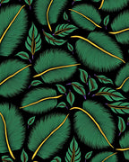 Emerald Green Tropical Leafy Swirl Rug
