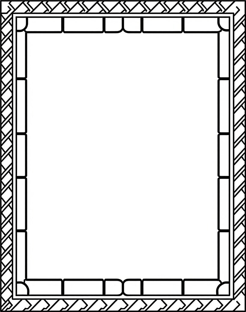 Striking Geometric Border Black White Rug