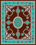 Brown Teal Orange Floral Medallion Rug