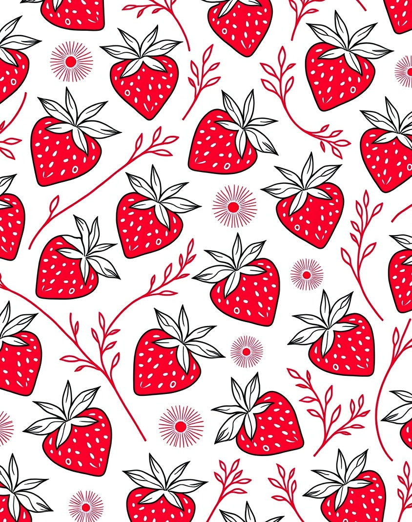 Crimson Strawberry Twig Burst Rug